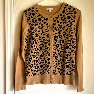 Merona size small  brown leopard print cardigan sweater
